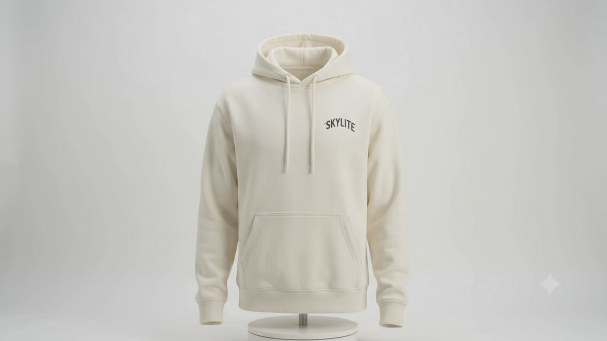 SKYLITE® Essential Cream Hoodie | Minimal Streetwear